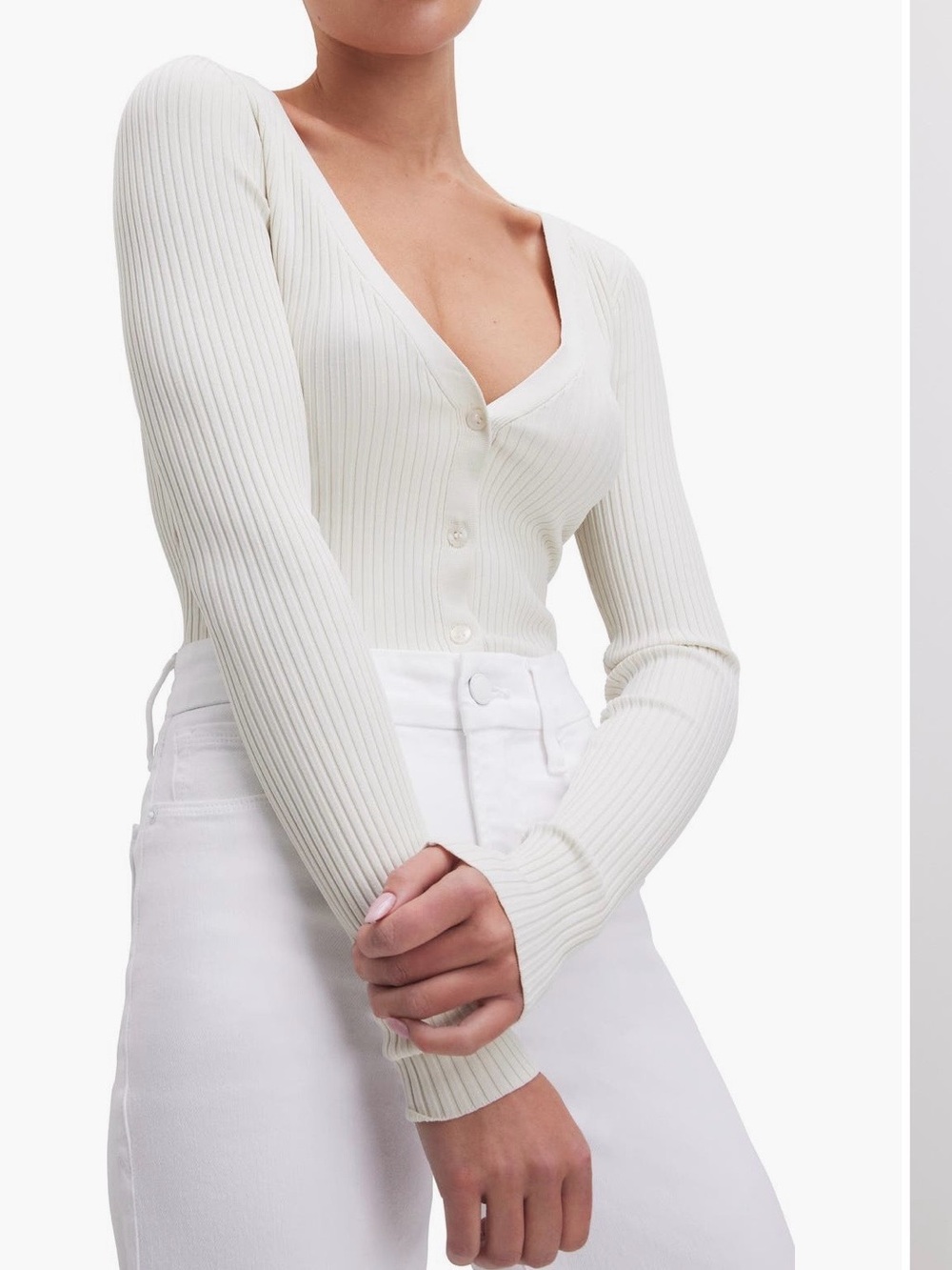 Good American shine Ribbed Cardigan